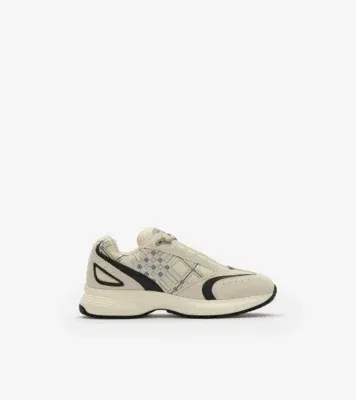 Nylon, Suede and Leather Eclipse Sneakers in Plaster white/stormy blue