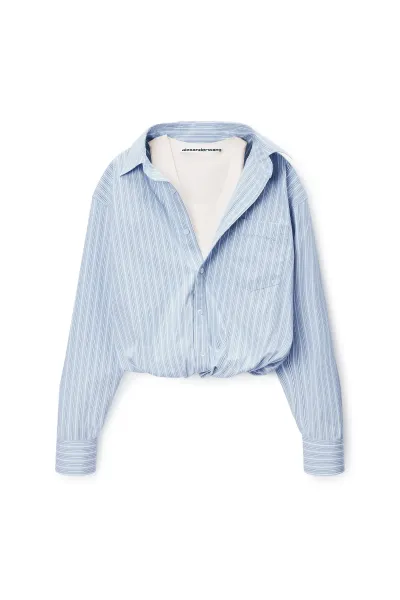 Gathered Striped Shirt with Layered Tank