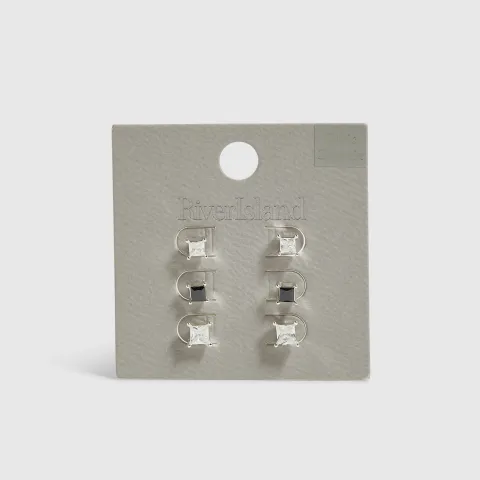 River Island Cubic Zirconia Pack Of 3 Earrings