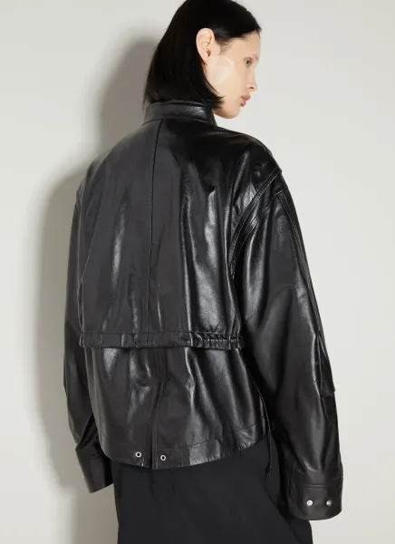 Band Collar Leather Jacket