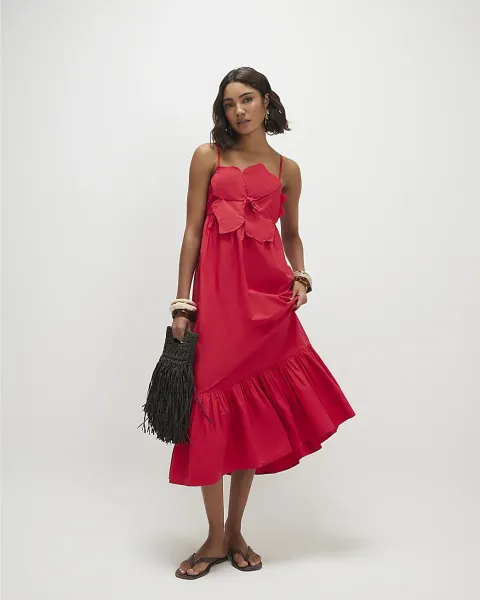 River Island 3D Flower Strappy Maxi Dress
