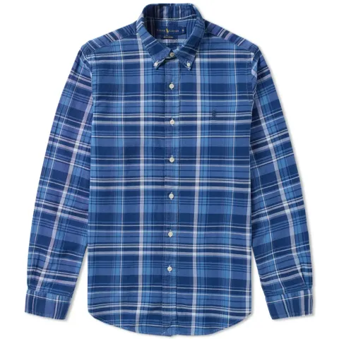 Custom Fit Button Down Check Oxford Shirt