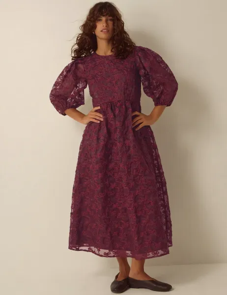 Monsoon Organza Fit And Flare Midi Dress