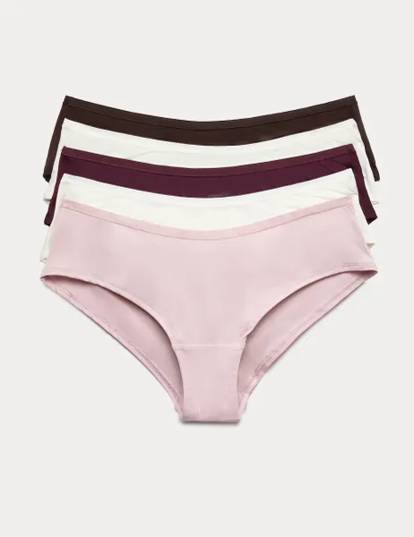 Marks & Spencer 5 Pack Microfibre Hipster Knickers Bitter Chocolate