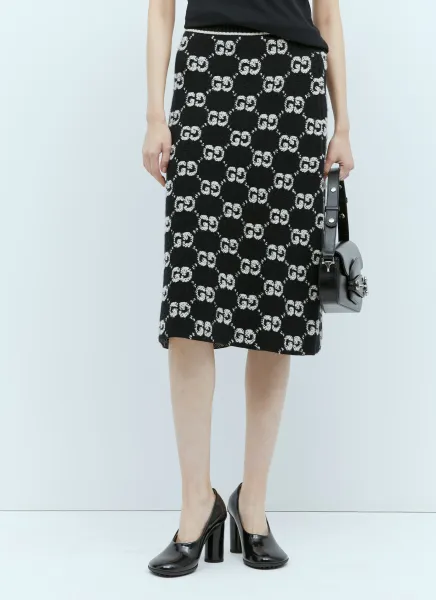 Interlocking GG Wool Midi Skirt