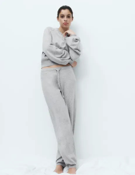 Marks & Spencer Knitted Loungewear Joggers Grey Marl