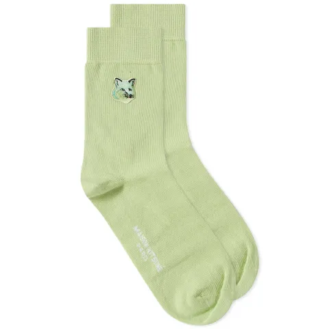 Tonal Fox Head Patch Socks
