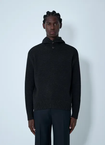 Knitted Hooded Sweatshirt