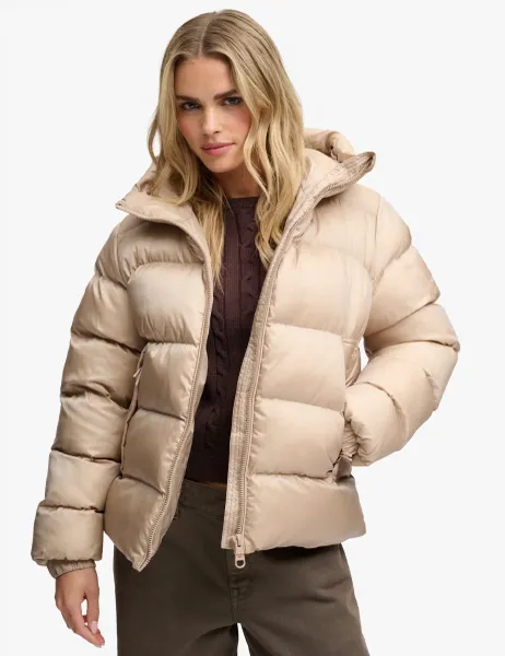 Superdry & Co High Shine Padded Hooded Puffer Jacket