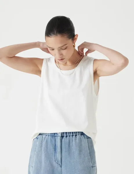 HUSH Pure Cotton Vest Top White