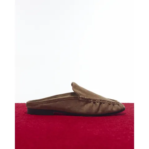 River Island Faux Suede Backless Ruched Loafers