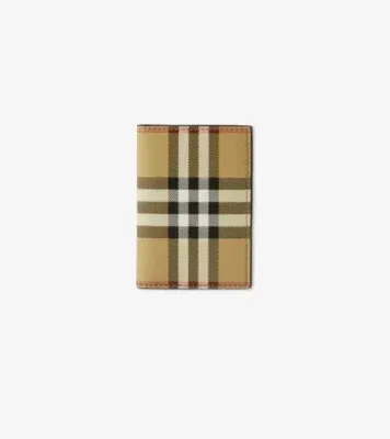 Check Folding Card Case in Archive beige - Men, Canvas
