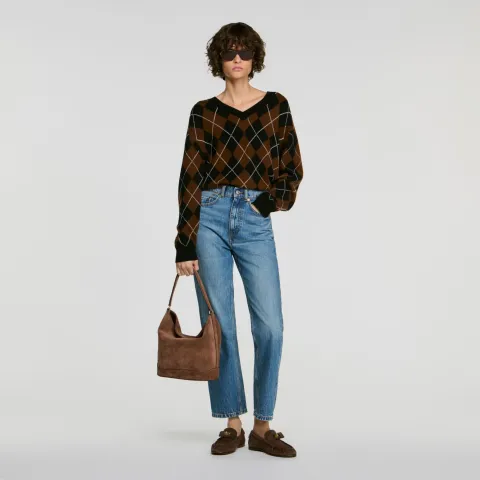 Rhinestone Argyle jumper