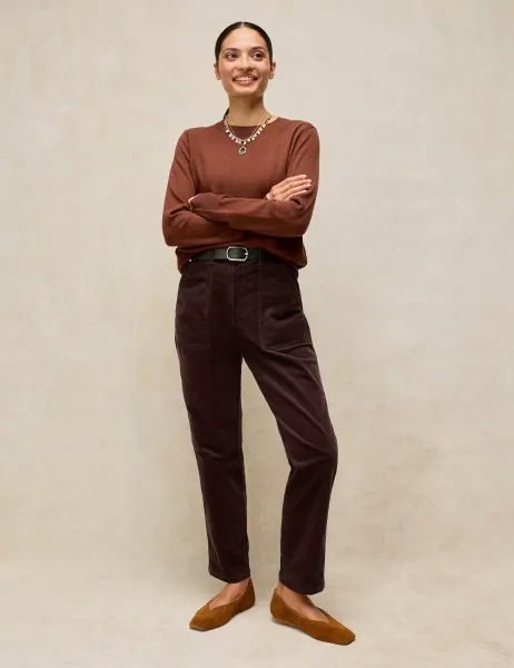 White Stuff Twister Cord Tapered Trousers Brown
