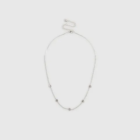 River Island Heart Diamond Simulant Tennis Necklace