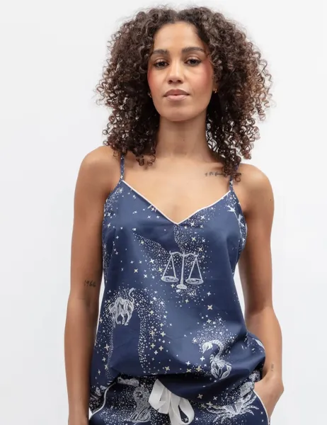 Cotton Modal Zodiac Print Cami Top Navy Mix