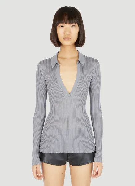 Silk Knit Polo Top