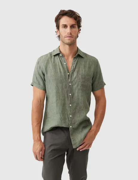 Rodd & Gunn Palm Beach Slim Fit Pure Linen Shirt Teal