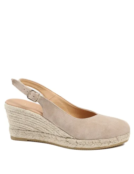 Jones Bootmaker Suede Wedge Slingback Shoes Sand