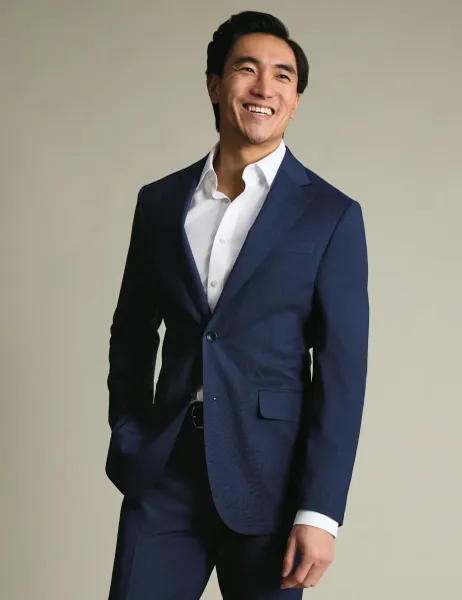 Slim Fit Italian Wool Rich Suit Jacket Dark Navy