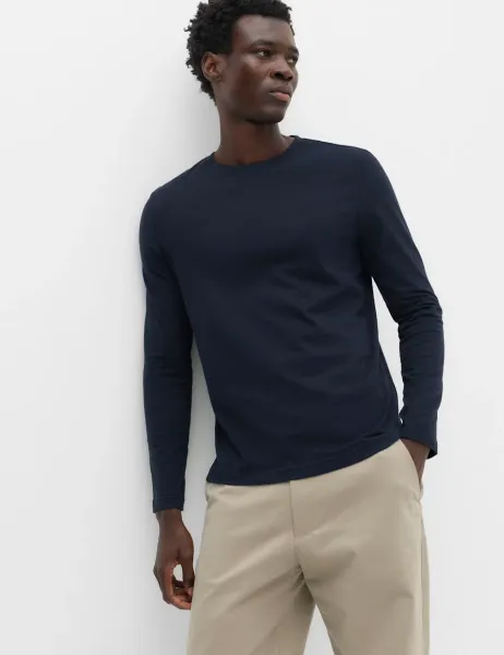 Marks & Spencer Pure Cotton Crew Neck T-Shirt Navy