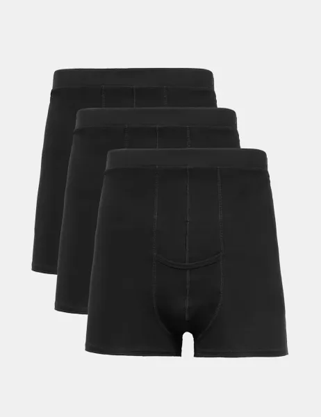 Marks & Spencer 3 Pack Cotton Rich Stoma Trunks with Keyhole Black