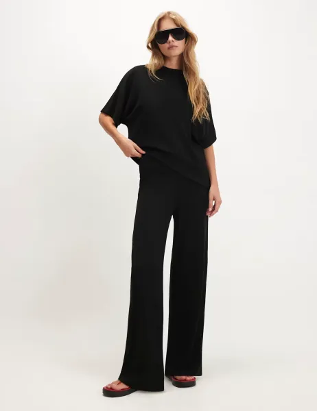River Island Soft Touch Wide Leg Trousers Black