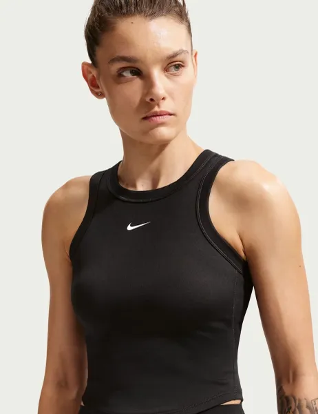 Nike One Fitted Dri-Fit Cropped Vest Top Black Mix