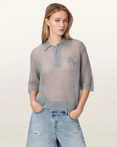 Anabel Pointelle Embroidered Polo T-Shirt