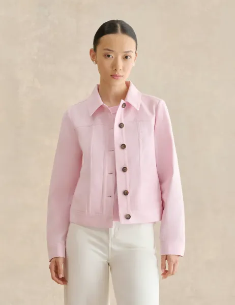 Hobbs Cotton Rich Denim Jacket Pink
