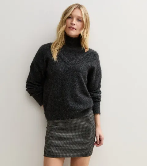 New Look Women's Black Metallic Jacquard Tube Mini Skirt