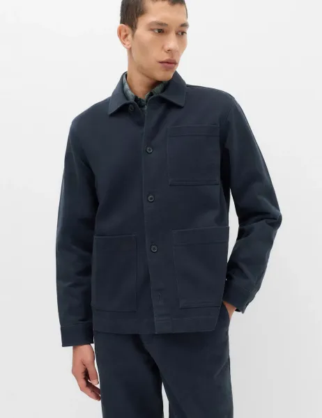 Marks & Spencer Regular Fit Pure Cotton Twill Overshirt Navy