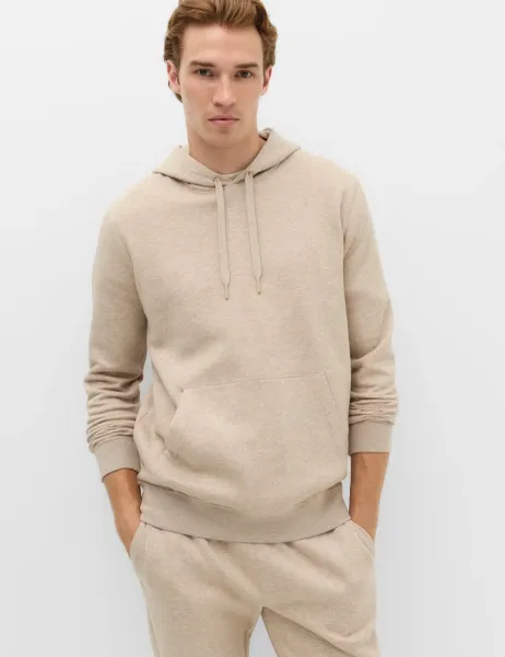 Marks & Spencer Cotton Rich Brushback Hoodie Taupe