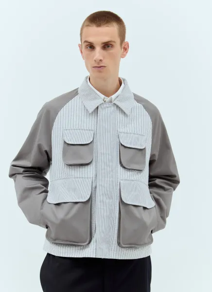Seersucker Panels Field Jacket