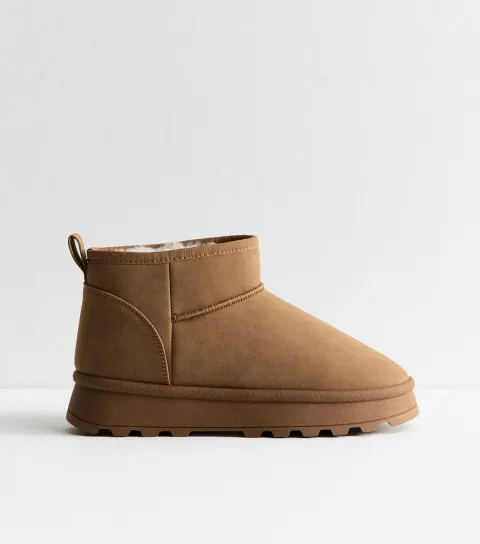 Women's Tan Faux Suede Lined Ankle Boots Vegan
