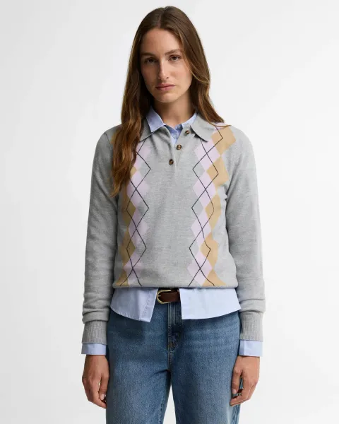 Fawne Argyle Knitted Polo Shirt