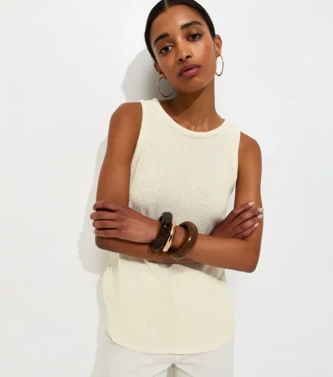 Women's Cream Textured Soft Touch Vest Top
