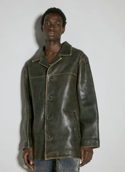 Crackle Leather Coat