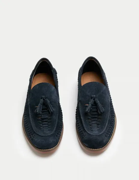 Marks & Spencer Suede Slip On Loafers Navy
