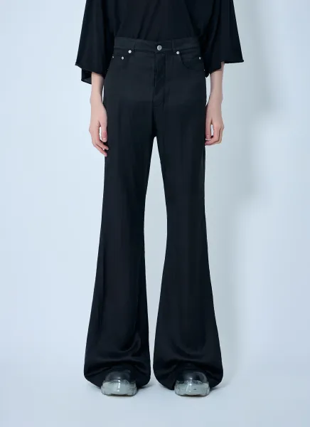 Flared Trousers in Smooth Weave