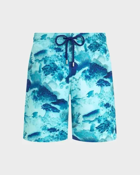 Vilebrequin Men Long Stretch Swim Shorts Coral Reef