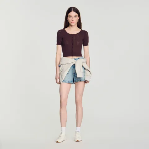 Pointelle knit cardigan
