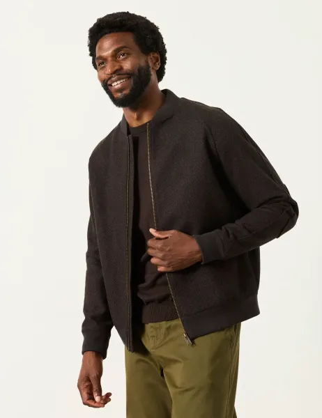 FatFace Wool Blend Bomber Jacket Brown
