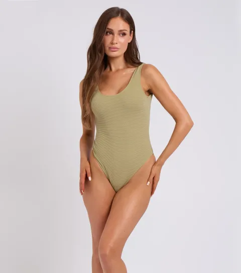 Women's Light Green Textured Swimsuit