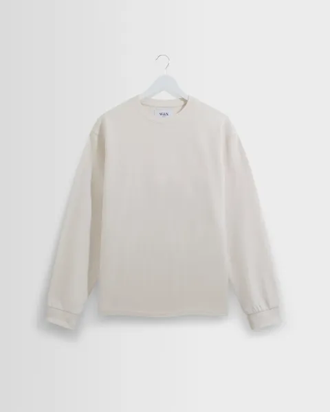 Hayden - Ecru Textured Organic Cotton Long Sleeve t-Shirt