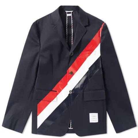 Diagonal Stripe Unconstructed Blazer