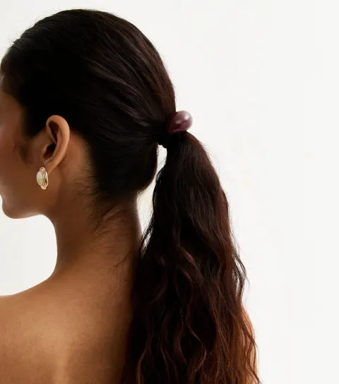 Dark Burgundy Curved Charm Hair Tie