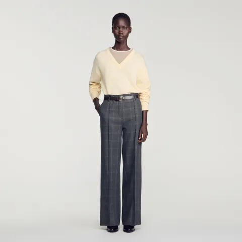 Checked straight-leg trousers