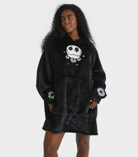 Women's Black Nightmare Before Christmas Fleece Blanket Hoodie