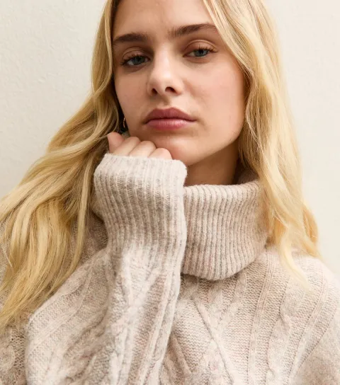 Women's Oatmeal Roll Neck Jumper Dress